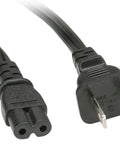 Close-up of 6-foot black 2 Prong Printer Power Cord For Canon PIXMA MP160 And Other Models, figure eight dog bone style.