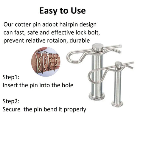 15 Piece Heavy Duty Hitch Pins Set R Clips Cotter Pins, Spring Retaining Wire Hair Pins, instructions for use with bolts