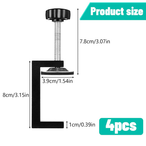 Four Pack Couch Clamps for Sectionals, Adjustable Patio Fasteners Clips size dimensions, black aluminum material