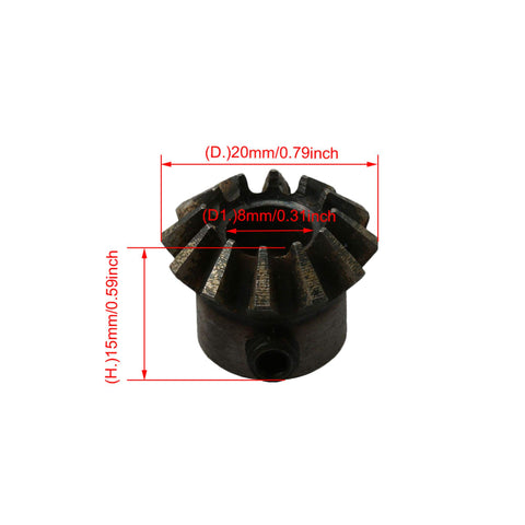 45 Steel Tapered Bevel Gear Wheel 1.5 Module 12 Teeth 8mm Hole Dia with dimensions for mechanical projects