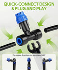 Close-up of quick-connect design in 59Ft Drip Irrigation Kit For Plants With New Quick Connect And Blank Distribution Tubing