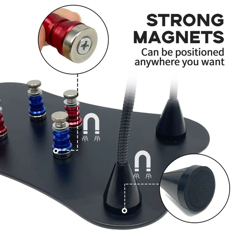 Magnetic base detail of Helping Hands Soldering Station With 2.5X Magnifier for PCB Circuit Boards Holder Gooseneck Arms