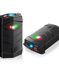 Dual Ultrasonic And LED Strobe Rodent Deterrent For Cars And Indoor Use, 2 Pack with LED lights visible, black design