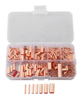 Grab This Awesome 250 Pack Wire Ferrules Kit With 7 Sizes For All Your AWG6 To 18 Needs Featuring Red Copper Crimp Connectors And Heat Shrink Tubing copper ferrules in organizer case