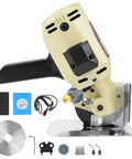 Super Heavy Duty 250W Electric Fabric Cutter With Pure Copper Motor For Leather Cloth And Textiles, showing the rotary blade and accessories.