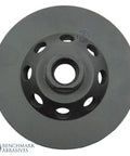 Bottom view of 4 Inch Double Row Diamond Grinding Cup Wheel For Angle Grinder With 5/8-11 Arbor Delivers Fast Grinding On Concrete Granite Marble Masonry And Natural Stone Ideal For Surface Prep Profiling And Renovation Projects