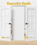 Matte Black Interior Door Lever With Square Plate on both left and right-handed white doors