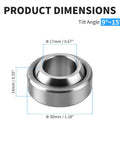 Heavy Duty GE17C Radial Spherical Plain Bearing Set Of 2 With 17 Millimeter Inner Diameter And 30 Millimeter Outer Diameter Precision Fit For Industrial Machines That Kick Butt, showing product dimensions.