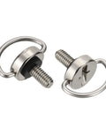 Heavy Duty Stainless Steel D Ring Screws Tough As Nails M4x7mm Thread close-up of screws for camera rig and accessories