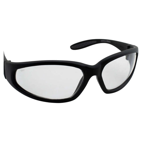 Hercules Safety Glasses with Shatterproof Lenses ANSI Z87 for work shooting riding and everyday use, black nylon frame with rubber ear pads