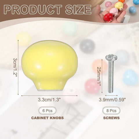 Solid Deal On Fresh Ceramic Cabinet Knobs Set Of 6 Round Drawer Pulls For Kitchen And Dresser Light Yellow 1.3 Inch dimensions and screws.