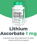 Lithium Supplement 1 Mg Tablets For Calm, Focus And Mental Clarity, Non Drowsy Formula With Fast Dissolve, 60 count bottle.