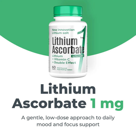 Lithium Supplement 1 Mg Tablets For Calm, Focus And Mental Clarity, Non Drowsy Formula With Fast Dissolve, 60 count bottle.