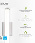 18 Inch LED Linear Vanity Light Fixture For Bathroom Mirror With 3 Color Temperatures From 3000K To 5000K Dimmable 20W 1500 Lumens