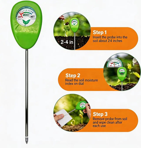 Analog Soil Moisture Meter For Plants With Color Coded Dial Hygrometer Water Monitor For Indoor And Outdoor Gardens No Battery Needed Easy Read Gauge For Quick Plant Watering