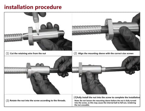 Installation procedure for Zero Backlash Dual Nut Ball Screw Assembly for CNC Machines and 3D Printers, 5mm Lead.