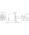 12-Bit Hall Angle Sensor With 0.088 Degree Resolution And 360 Degree Full Rotation 0-5V Analog Output Pro Grade High Precision Rotatable Hall Effect Position Sensor For Accurate Angular Measurement And Reliable Motion Control. Technical drawing with 22mm housing, VCC OUT GND pins.