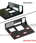 Comparison of old and upgraded Open Air PC Test Bench Case and Open Frame Techbench for motherboards with cable management features.