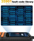 Professional OBD2 Car Diagnostic Scanner And Engine Code Reader Tool For Chevrolet Spark EV displaying fault code library.