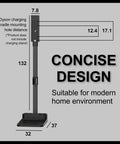 Dimensional diagram of Cordless Vacuum Stand And Docking Station For Dyson V6 V7 V8 V10 V11 V15 SV18 SV21 Wall Mount Rack