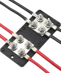 Heavy Duty 400 Amp 12V Bus Bar With Real Deal Copper Terminals For Multiple Battery Banks Marine Ready, showing wires connected.