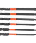 6 Piece Heavy Duty Black Impact Driver Bit Set With Mighty Magnets For 1/4 Inch Hex Shank, Tough High Carbon Steel Cross Bits Perfect For Furniture Building And Car Mechanic Repairs That Hold Tight.
