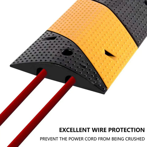2 Pack Rubber Cable Ramp Protector For Indoor Outdoor Use 2 Channel Cable Ramp With 88000 Lbs Load Capacity showing wires protected