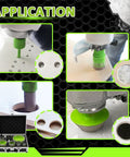 Porcelain Tile Diamond Core Drill Bit Set And Hole Saw Kit, 12 Piece, showing drill applications on tiles with bits and case