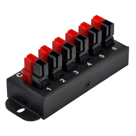 Heavy Duty 6 Position 45 Amp Power Pole Distribution Block with Tough As Nails Aluminum Housing and Plug And Play Connectors.