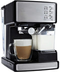 Compact Coffee Machine For Espresso And Cappuccino, Pod Brewer With Authentic Italian Pump, Precise Temperature Control, Easy Steam Frothing, Sleek Black Finish For Home Barista Vibes, front view