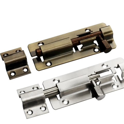 No Fuss Stainless Steel Sliding Bolt Door Latch With Smooth Self Closing Design bold multicolor coating dual pack showing bronze and silver finishes.
