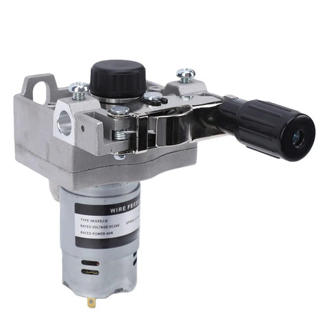 MIG Welder Wire Feed Motor With Beefy 2 Roll Feeding System 40W Power Adjustable Wire Speed From 2 To 15 Precise Clamping For 0.8 To 1.0mm MIG MAG Welding Smooth Feeding Jamming Resistant Great For Steel And Aluminum, gray metal wire feed motor with 2-roll drive