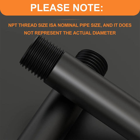 Close-up of Six Pack One Half Inch MNPT PVC Male Pipe Thread Sprinkler Head Riser Extensions with note on NPT thread size