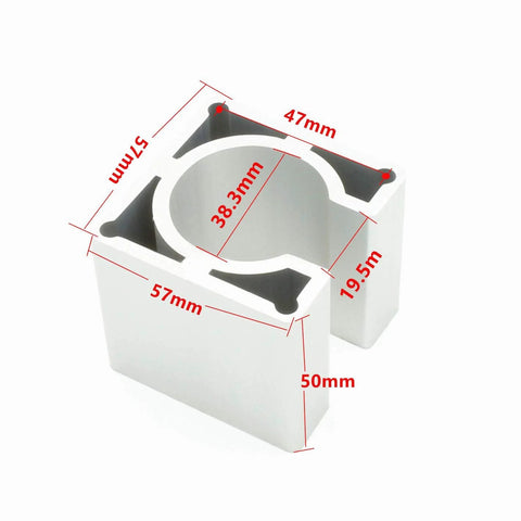 Nema23 motor mounting bracket, white aluminium alloy, 38.3mm round hole, 57x57mm base