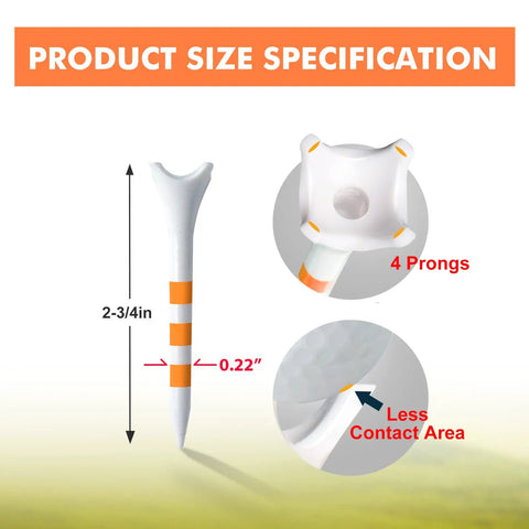 Diagram of 100 Pack Plastic Golf Tees 2 3/4 Inch Length Low Resistance Design To Reduce Friction And Boost Distance Sturdy Build