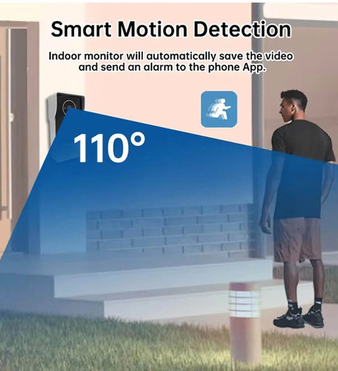 Two Wire Video Intercom System With Indoor Monitor And Wifi Doorbell Camera showing motion detection feature in use outdoors