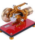 Sick Yellow Stirling Engine Desktop Model Built From Heavy Duty Aluminum Brass And Stainless Steel With A Rock Solid Hot Air Drive for demonstrations.