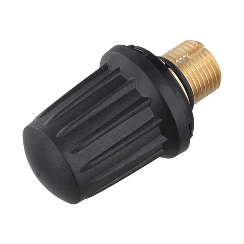 Premium Solid Brass Safety Valve Compatible With Karcher SG4-4 Steam Cleaner Replaces 2.889-104.0 showing brass threaded end with black body.
