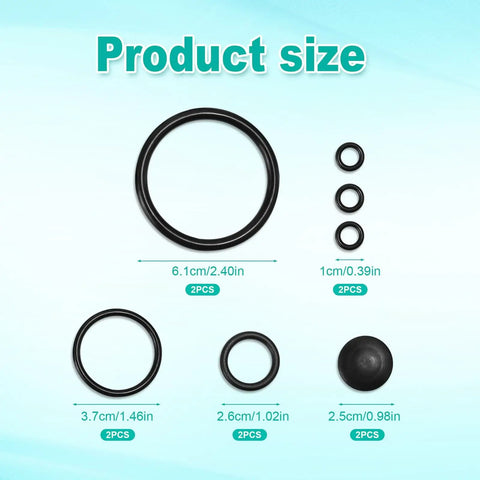 2 Sets O Rings Seal Gasket Kit For Sprayers Piston Pump Repair Includes 12 Gaskets In 4 Sizes And 2 Rubber Base Pads Durable Premium Rubber Seals For Garden Sprayer Replacement size specifications.