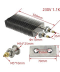 Heavy Duty Stainless Steel Finned Heating Element With Install Plate, 500mm, 1100W, designed for electric ovens and industrial heating.