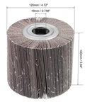 Two Pack 120mm Flap Wheel Abrasive Cloth For Polishing Stainless Steel And Aluminum, Grits 60 80 120 180 240 320, dimensions visible