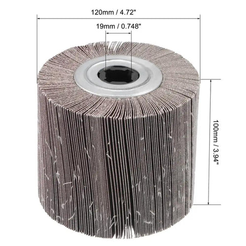 Two Pack 120mm Flap Wheel Abrasive Cloth For Polishing Stainless Steel And Aluminum, Grits 60 80 120 180 240 320, dimensions visible
