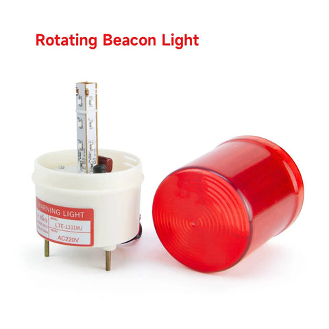 Heavy Duty Rotating Warning Light With Punchy 90Db Buzzer Red Industrial Beacon Alarm For Real Jobsites And Rig Gear 110V Ac Revolving Siren Flasher With Bolt Down Mount