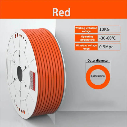 Top Shelf Pneumatic Air Hose And Compressor Tubing 4Mm 6Mm 8Mm 10Mm Variants One Meter Run on spool showing orange color and specifications.