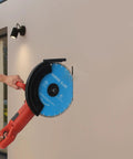 Heavy Duty 14 Inch Circular Concrete Saw With 3000 Watt Electric Motor And Tough As Nails Build For Ripping Through Masonry Machines Featuring Deep Five Point Three One Inch Cutting Depth in action cutting a wall.