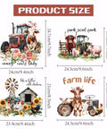Farm Animal Iron On Transfers Set For T Shirts And Hoodies Cows Pigs Chickens With Barnyard Motifs Like Tractor And Windmill