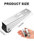 Eight Tough Little Casters With Slick Rolling Track Rollers For Sliding Doors And Furniture Fix Ups Includes Stainless Steel bottom wheels size details with a hand for scale.
