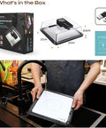 Electric Smart Defrosting Tray With Clear Visual Lid And Usb Power For Lightning Fast Meat Thawing High Conductivity Aluminum Base shown with water faucet, 27x27cm size.