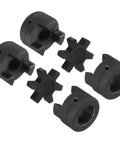 2 Pack L-Jaw Coupling Set Three Quarter Inch To One Inch Flexible Three Piece Coupler With Buna N NBR Rubber Spider For Log Splitter Hybrid Equipment In Industrial Applications, black coupling parts