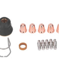 13 Piece Plasma Cutter Torch Consumables Kit For S45 with electrodes, nozzles, tips, spacers, guide, gas diffuser replacement parts.